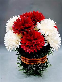 Вазон с хризантемами К177