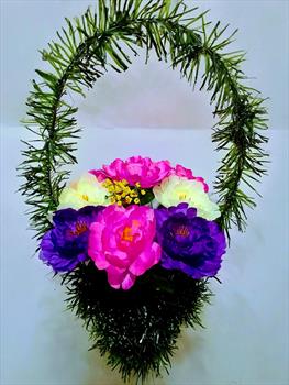 Корзина с пионами К218