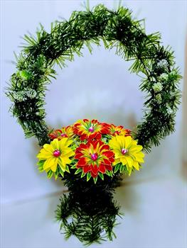 Корзина с георгинами К454