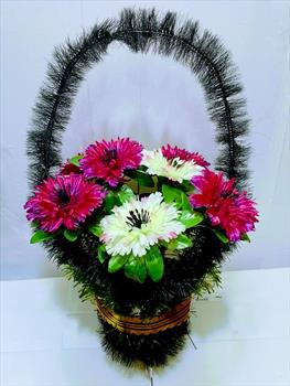 Корзина с георгинами К471