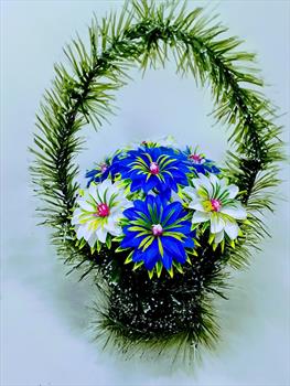 Корзина с георгинами К461